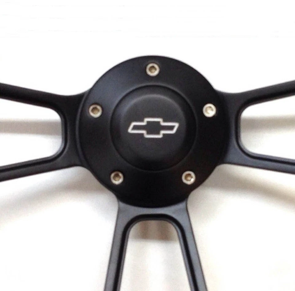 Blazer Pick Up C10 C20 C30 K10 K20 Negro sobre Negro Volante 14" Bowtie Cap Foto 2 de 4