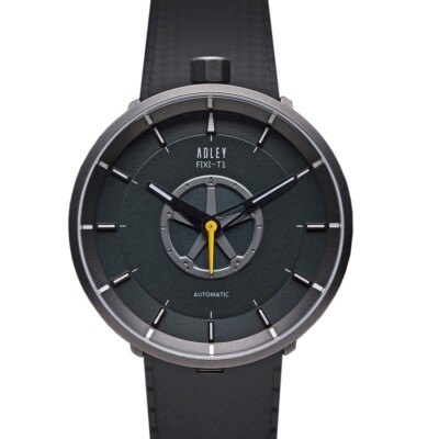 ADLEY FIXI-T1 Automatic PVD Steel Black Yellow Silicone Sapphire Men's Watch
