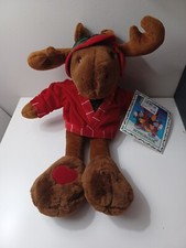 Vtg Musical Plush 16" Christmas Moose THE CAROLERS 16 Songs 1991 With Song Book