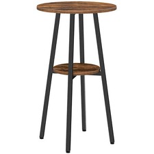 HOOBRO Round Bar Table Breakfast Bar Table 95 cm High Table with 2-Tier Storage