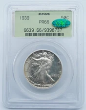 1939 Walking Liberty 50c Half Dollar PCGS PR66 CAC OGH Old Holder - T046