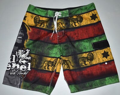 Bob Marley Board Shorts Men's 38 Cargo Pocket Beach Pool Party Official 