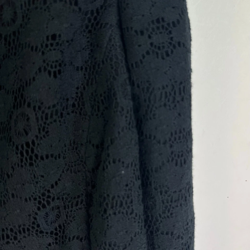 Blazer Albert Nipon negro superpuesto de encaje para mujer talla 6 Foto 3 de 4