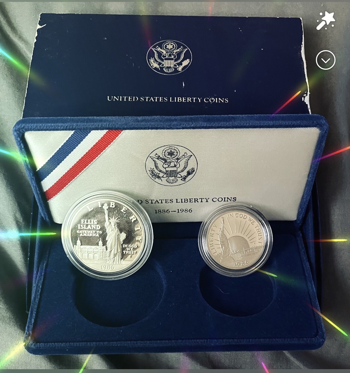 1986 United States Liberty Coins 2枚セット 1986 S Statue of Liberty Commemorative 2 Coin Set Silver Dollar