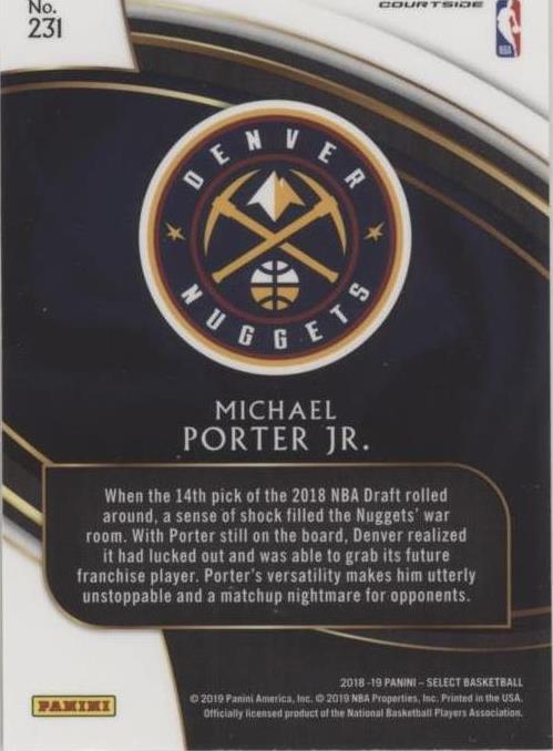 2018-19 Panini Select - Michael Porter Jr. #231 for sale | eBay