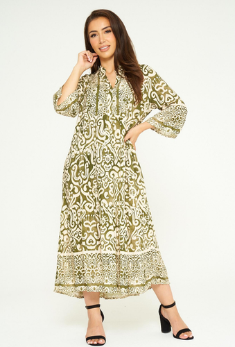 Long Paisley Printed Dress 100% Viscose One Size - Picture 3 of 4