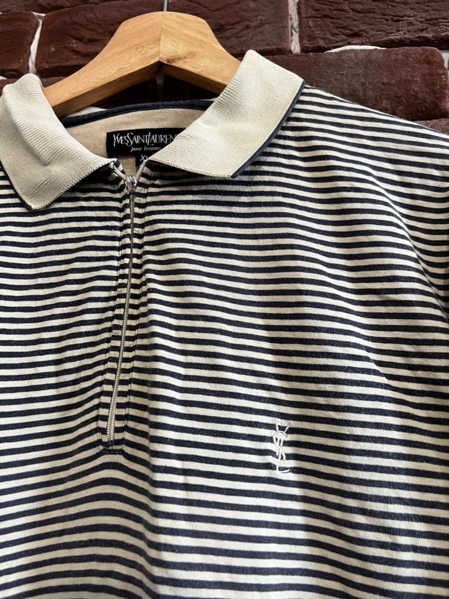 Vintage YSL 1/4 Zip Yves Saint Laurent Polo Tshirt Hype XL