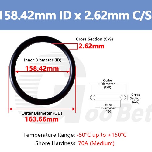 Hose Pipe Connector Seals EPDM 70 O-rings 2.62mm Cross Section 1.24-247.32 mm ID - Picture 82 of 96