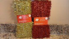 2 Pkgs. Christmas Tree Tinsel Garland Red/Gold / 50 feet each / 1.5 inches wide