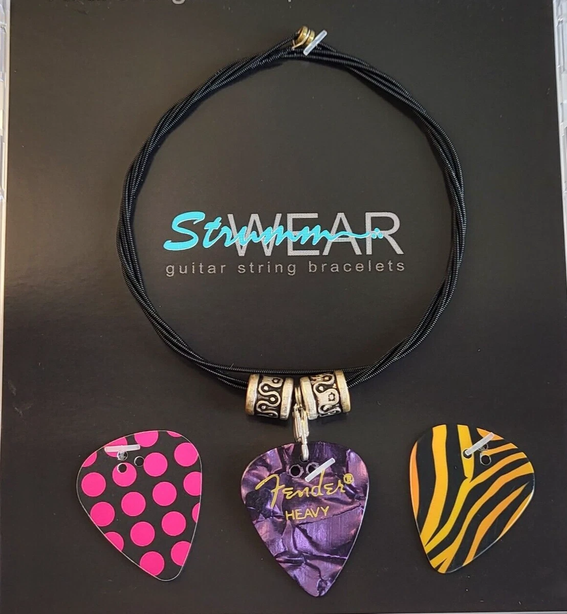 Black guitar string bracelet deals