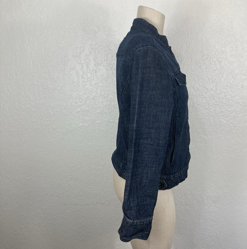 Levi Strauss Signature Denim Blue Jean Jacket Womens Size Large Mandarin Collar - Picture 5 of 13