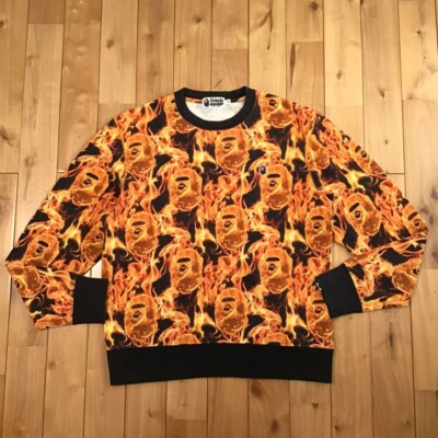 BAPE FLAME sweat shirt a bathing ape fire Size M | eBay