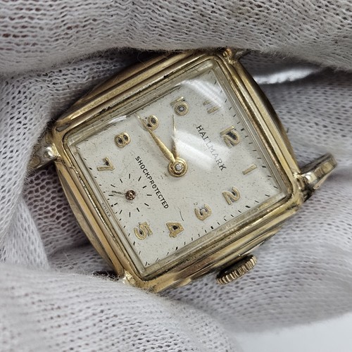 Vintage Hallmark Men's Wristwatch 17 jewels RUNS 10k Plated Bezel Mechanical - Picture 4 of 7