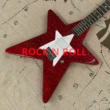 Star Shape Electric Guitar Metal Red 6 strings Solid Wood Custom Guitar FreeShip