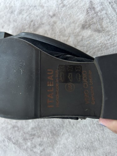 Italeau Scarpe Donna 36,5 Stivaletti Nero Scamosciato Zip Laterale 6 Stivaletti Vero Cuoio B7 - Foto 4 di 5