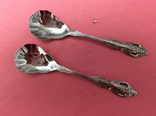 2 S.S.S. By Oneida RENOIR - PEMBROOKE Stainless Sugar Shell Spoons