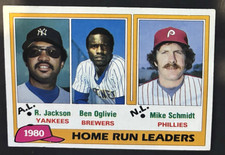1981 Topps - League Leaders Reggie Jackson, Mike Schmidt, Ben Oglivie #2