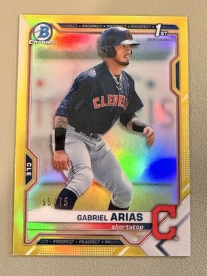 GABRIEL ARIAS 2021 Bowman Prospects Yellow Parallel Rookie #D /75 Guardians