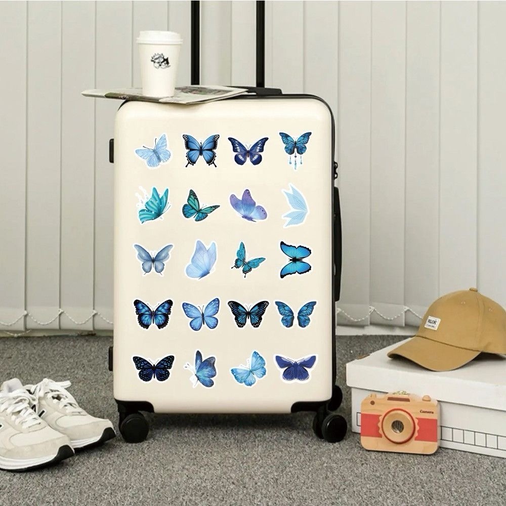 30Pcs Random Aesthetic Blue Butterfly Cute Butterflies Waterproof Sticker