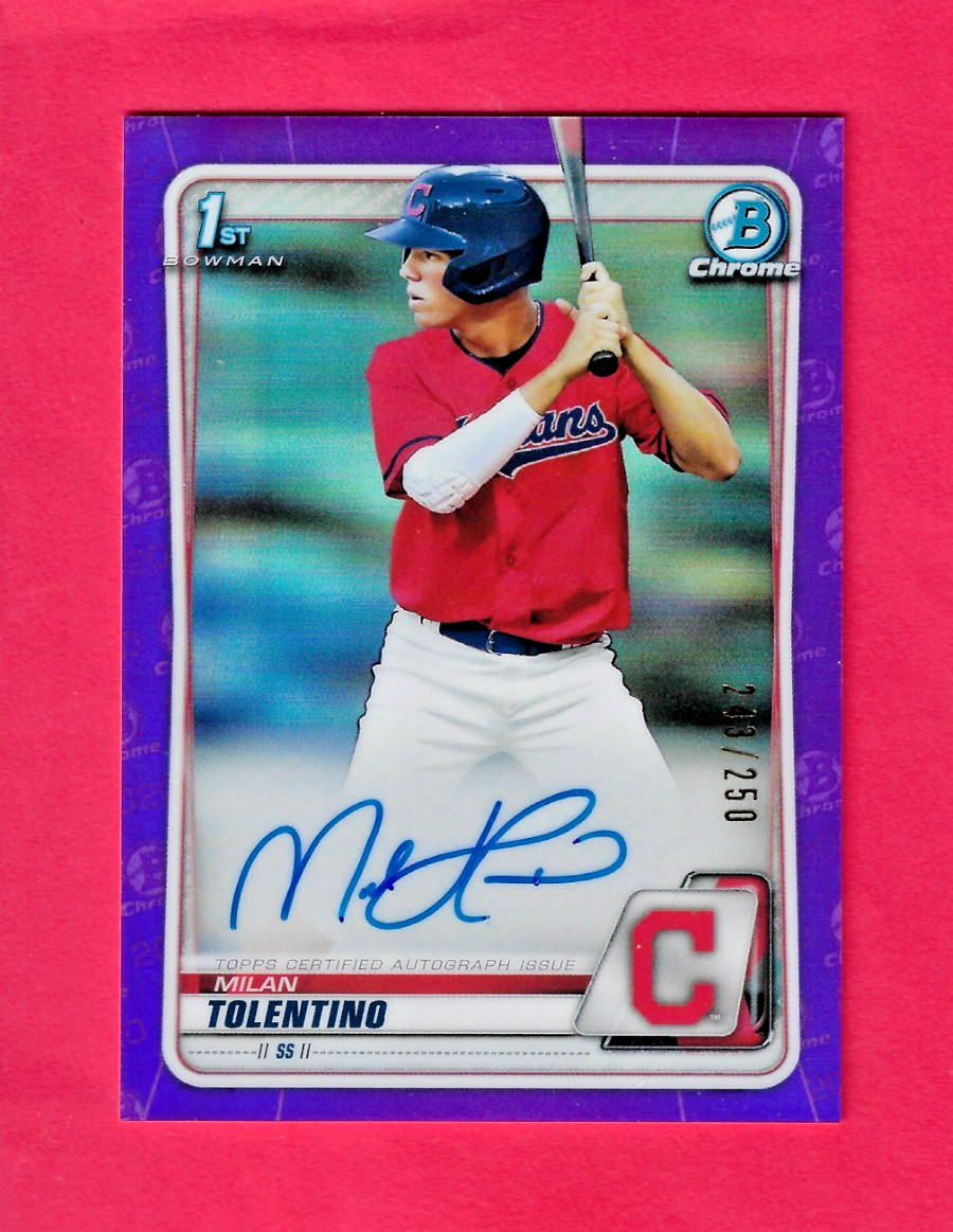 MILAN TOLENTINO 2020 Topps 1st Bowman Chrome Draft AUTO PURPLE /250 CDA-MT