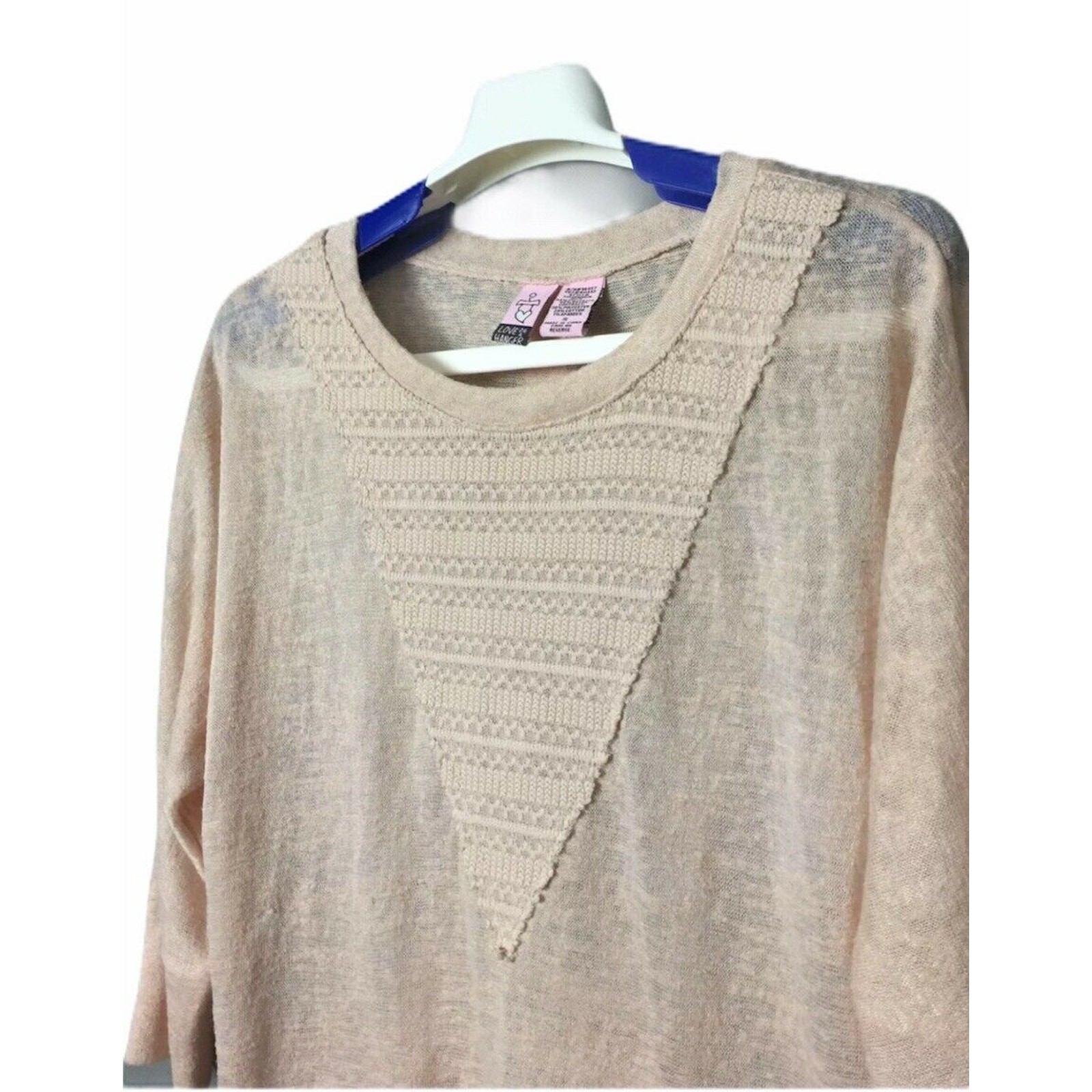 LOVE ON A HANGER Dolman Sleeve Lace Knit Top Blouse Peach Hi-Low Size Small