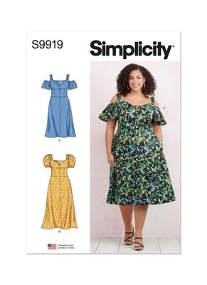 Schnittmuster Kleid Simplicity 9919 W3 US 30-38 (Gr. 56-64) Deutsche Anleitung