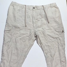 Caribbean Linen Casual Cargo Pants Men's 50 X 30 Gray Tropical Beach Read