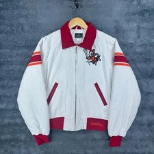Stall & Dean Devils White Embroidered Varsity Jacket Size XL