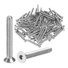 100pcs Flat Head Machine Screws Hex M2.5x0.45 Stainless Steel 20mm Length