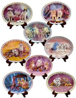 Kittens Danbury Mint Prima Ballerinas COMPLETE Set of 8 Plates David Belda VTG