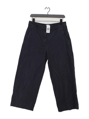 Arket Damen Hose UK 10 Blau Baumwolle mit Leinen Weites Bein Cropped