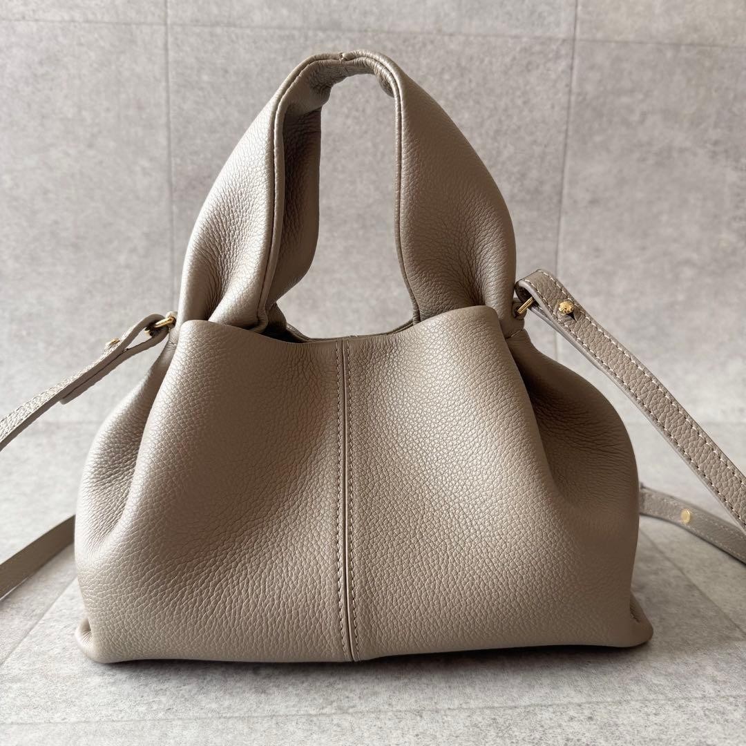 POLENE Numero Neuf Mini 2Way Handbag Crossbody Bag Leather Greige