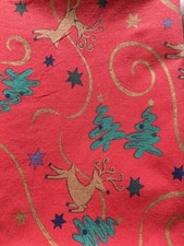 Red Prancing Reindeer Rectangular Tablecloth 60" x 80" Made in Pakistan