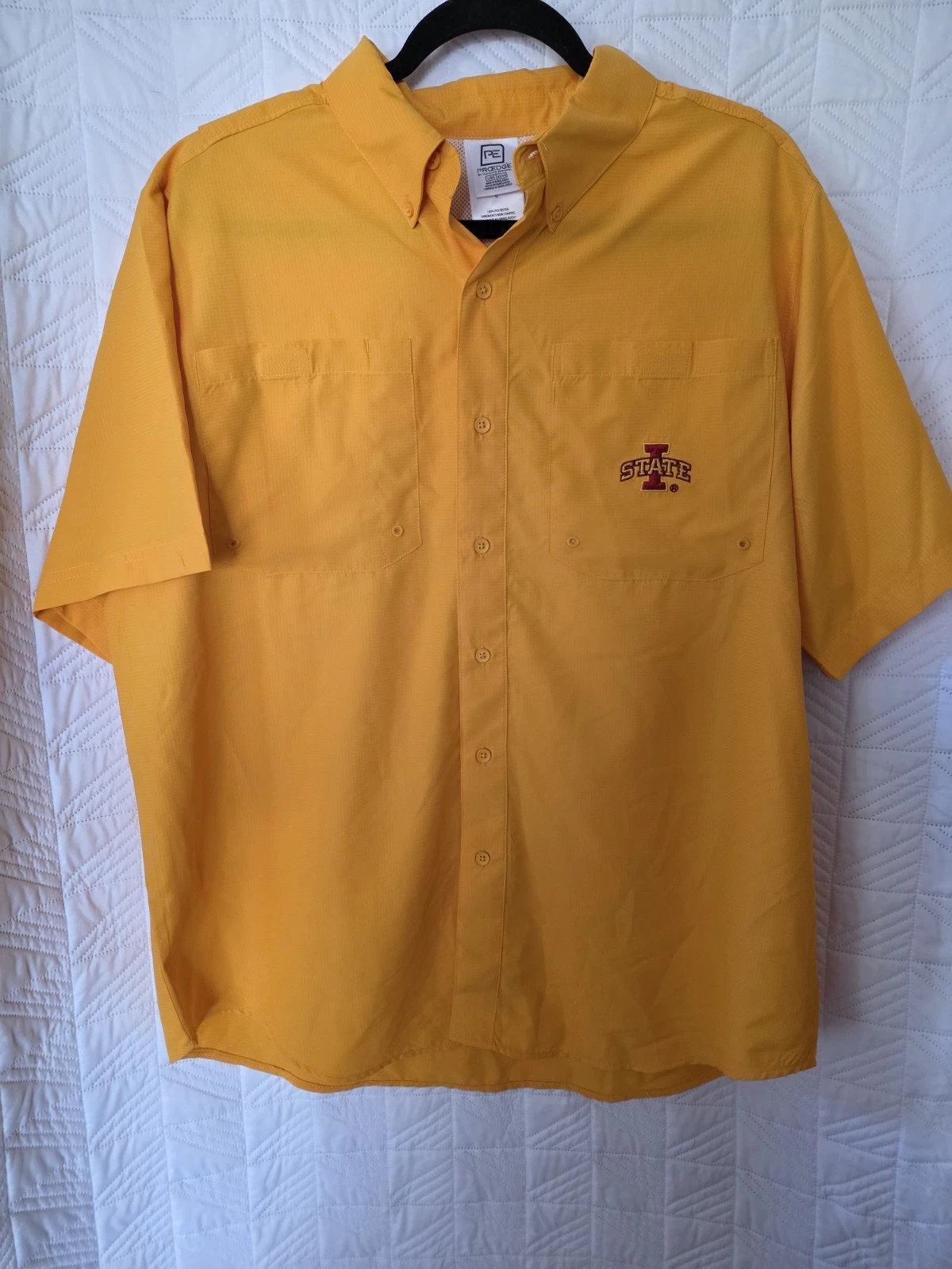 Iowa State Cyclones ProEdge Men's Short Sleeve Vented Fishing Shirt Embroid Lg.
