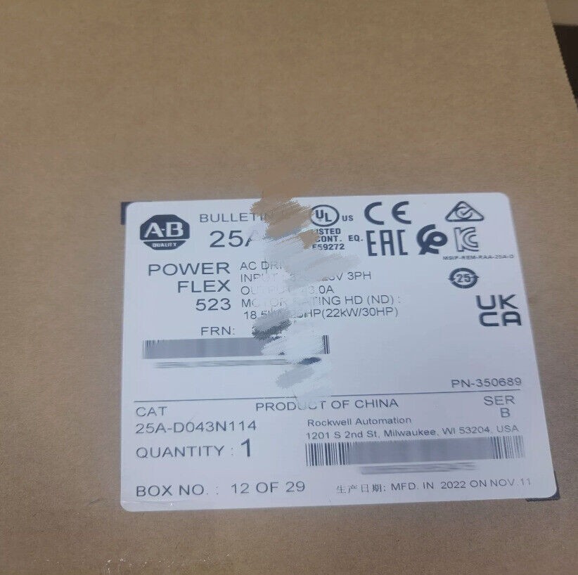 Brand New 25A-D043N114 /B Allen-Bradley PowerFlex 523 AC Drive 25AD043N114