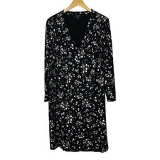 J Jill Wearever Dress Womens 2X Black Red Dark Floral Long Sleeve Jersey Knit