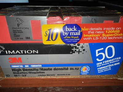 Imation 3.5'' HD IBM Formatted Rainbow Color Diskettes NEW Factory Sealed 50 Pack