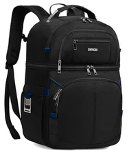 Insulated Cooler Backpack,Double Deck Leakproof Cooler Bag,Insulated Blue+black