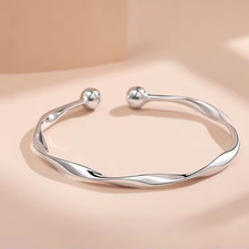 Solid 925 Sterling Silver Unisex Luxury Designer Opening Bangle Cuff Bracelet UK