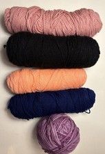 Lot Of 5 Yarns Acrylic 4 Skeins 1 Ball Various Colors And Sizes 1Pound 3ounces 