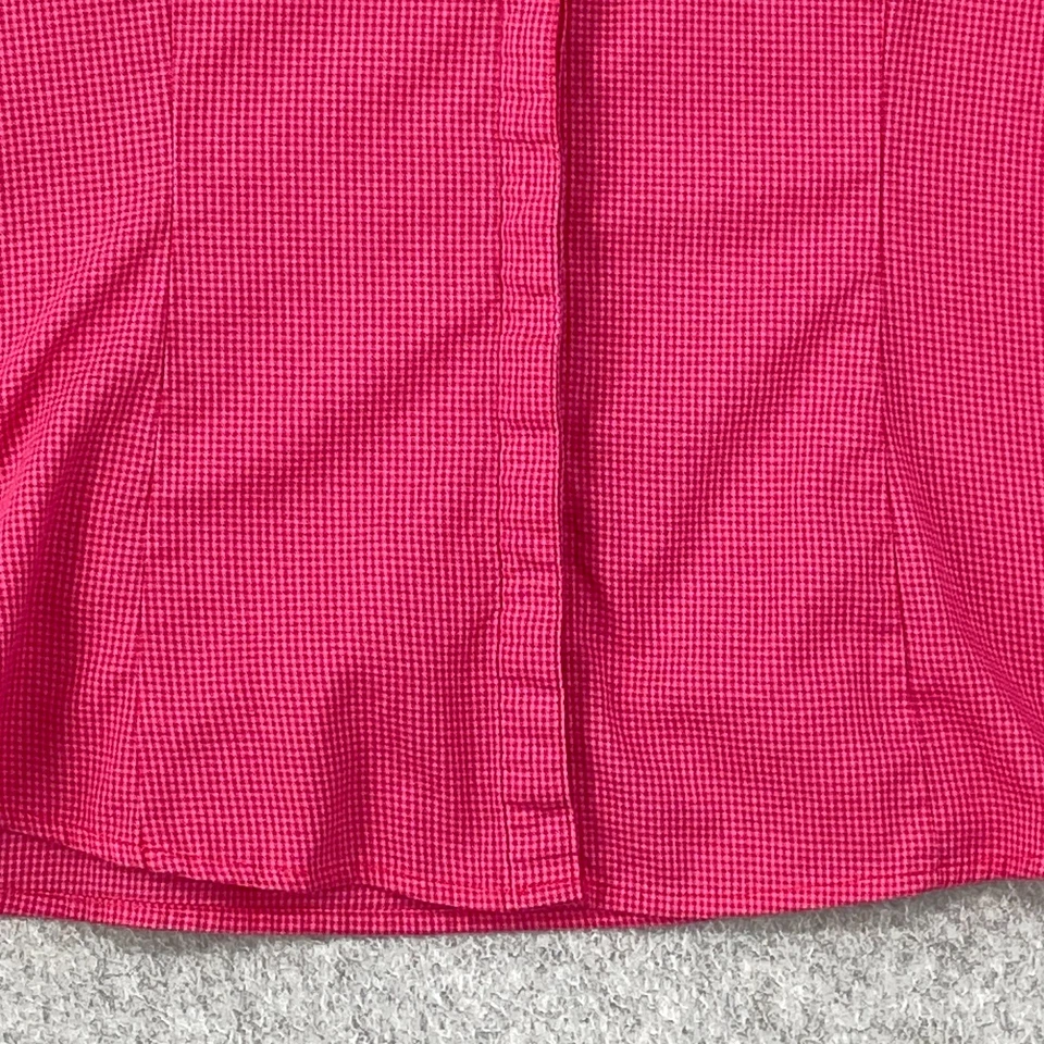 Lee Top Womens XL Pink Micro Check 3/4 Sleeve Button Up Blouse Casual Career - Image 4 of 4