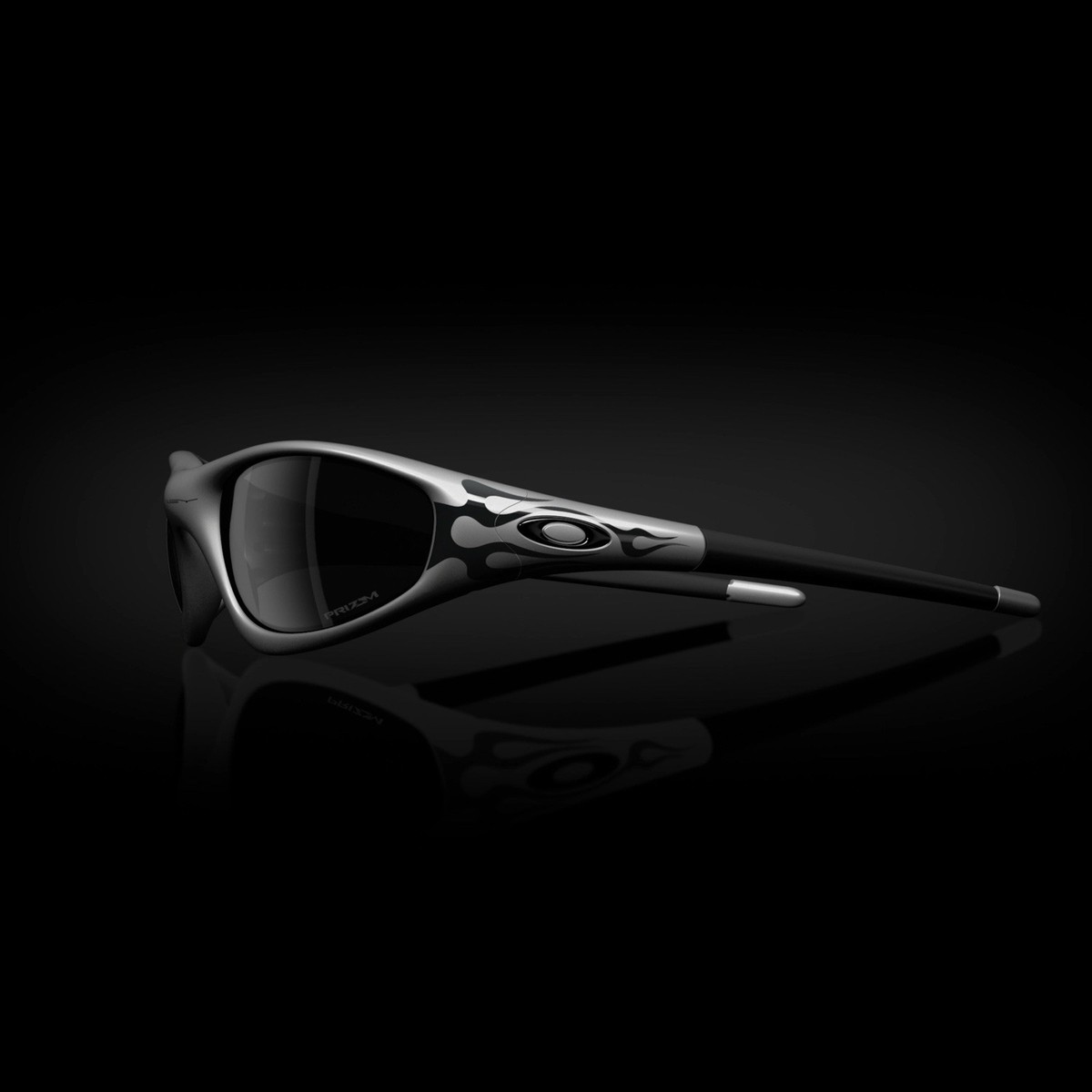 Oakley MUZM Straight Jacket 99 Silver Grey Flames OO9505-0158 y2k