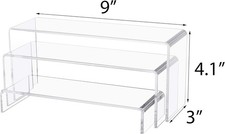 3 PC 9'' Clear Acrylic Display Risers Shelf Stand Showcase Jewelry Makeup