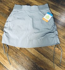 Women s Columbia Anytime Casual Skort Grey side ruching Drawstrings New Size S