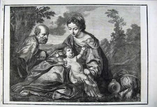 Original Old Antique Print 1861 Repose Egypt Woman Man Baby Louvre Paris France