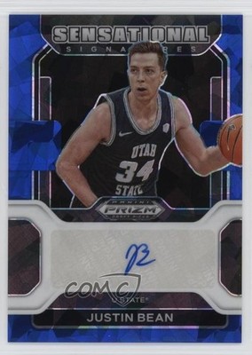 2022 Prizm Draft Picks Sensational Signatures Blue Ice 5/75 Justin Bean Auto je7