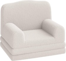 Kids Sofa Chair, 2-in-1 Comfy Toddler Couch Fold Out,Crown Design,Reading Chair