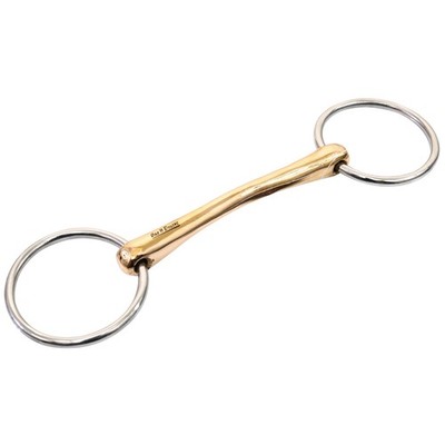 BE Bar H Equine Western O Ring Copper Straight Horse Mouth Snaffle Bit