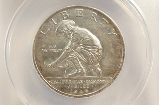 NobleSpirit 1925 S California 50c Silver Commemorative ANACS MS62