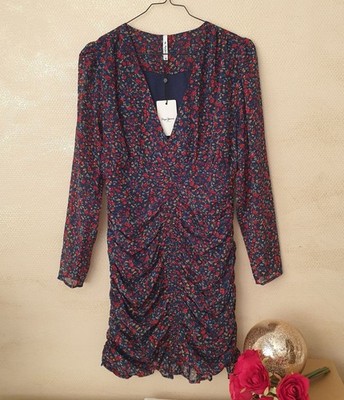 Pepe Jeans Langarm Chiffon Kleid Sommerkleid Minikleid Partykleid blau Gr XS NEU